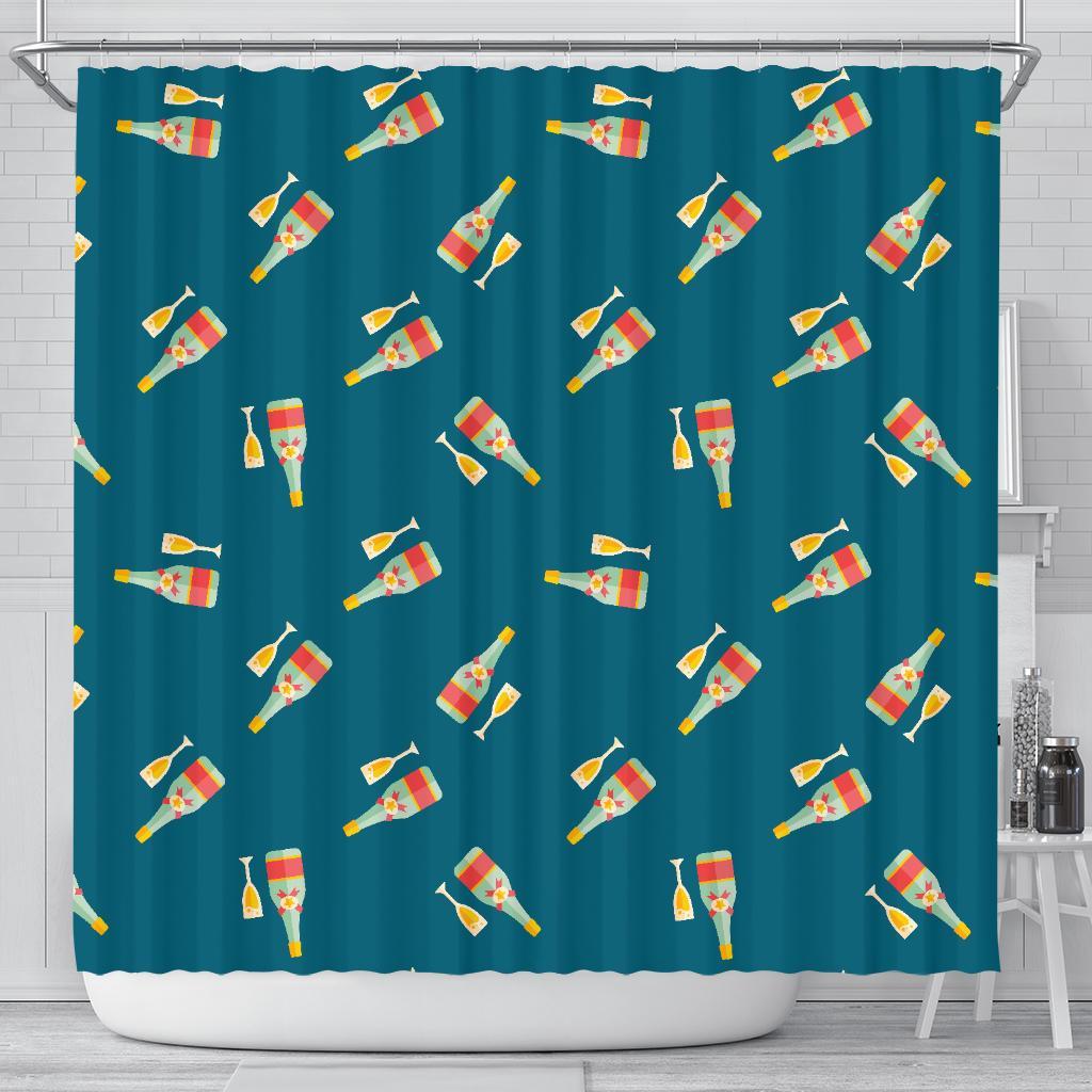 Champagne Print Pattern Bathroom Shower Curtain-grizzshop