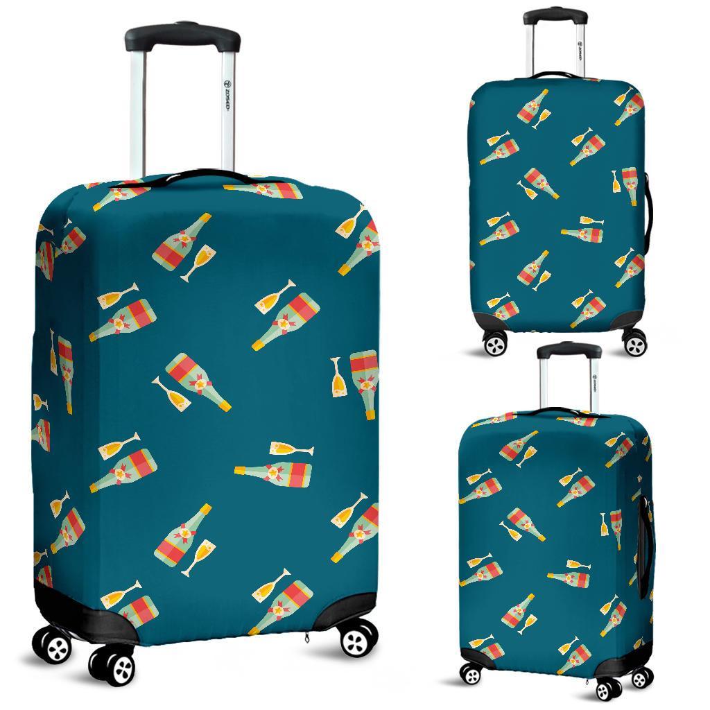 Champagne Print Pattern Luggage Cover Protector-grizzshop