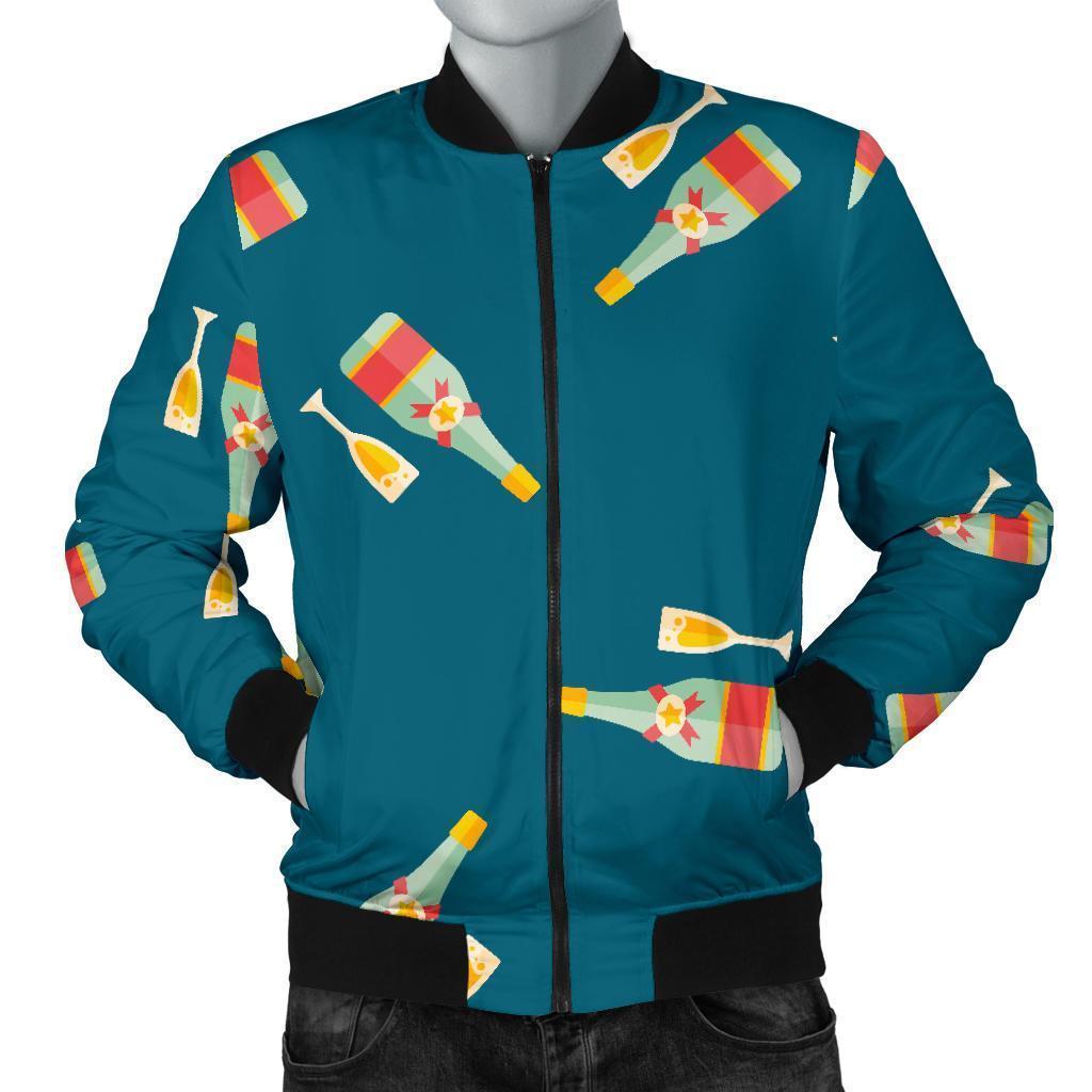 Champagne Print Pattern Men's Bomber Jacket-grizzshop