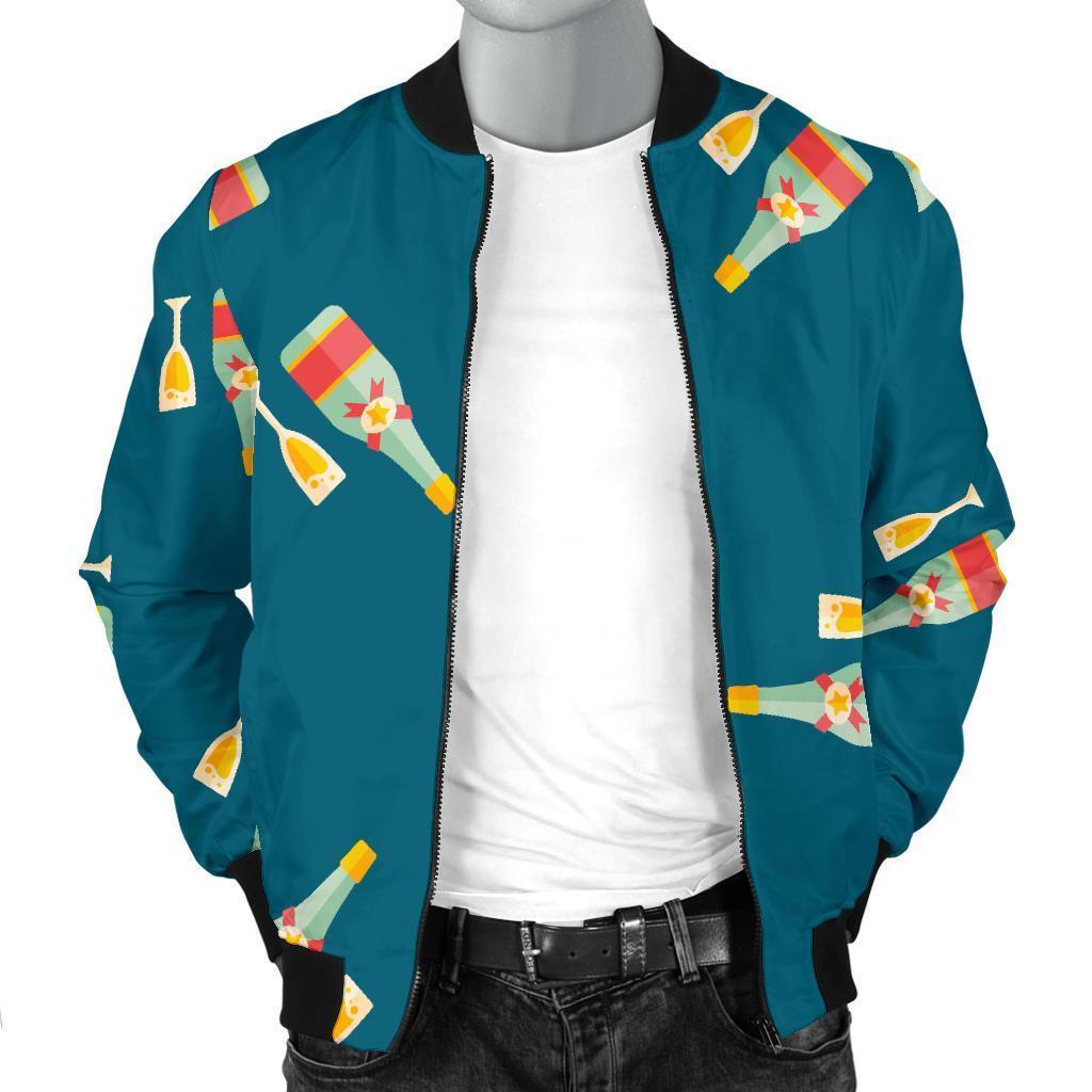 Champagne Print Pattern Men's Bomber Jacket-grizzshop