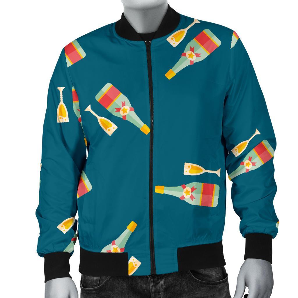 Champagne Print Pattern Men's Bomber Jacket-grizzshop