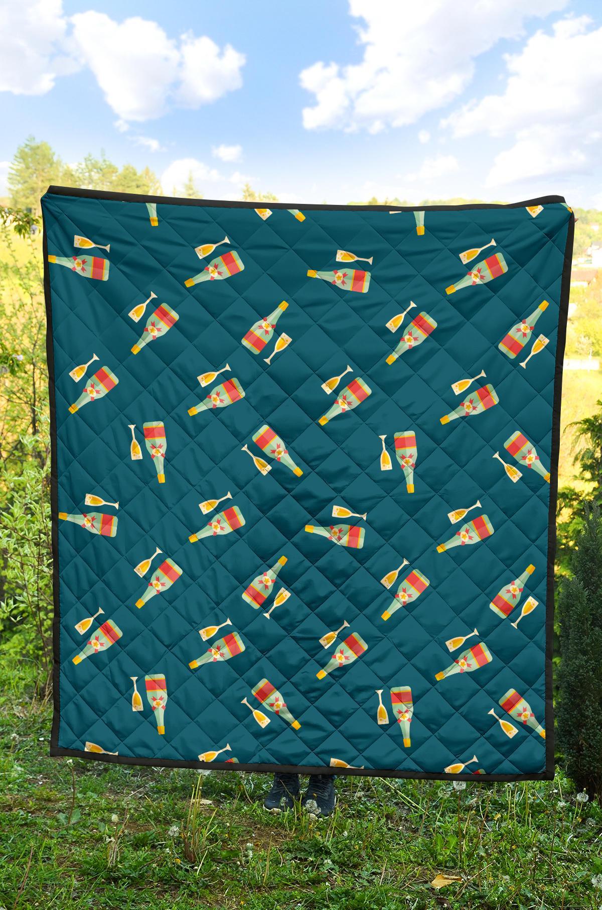 Champagne Print Pattern Quilt-grizzshop