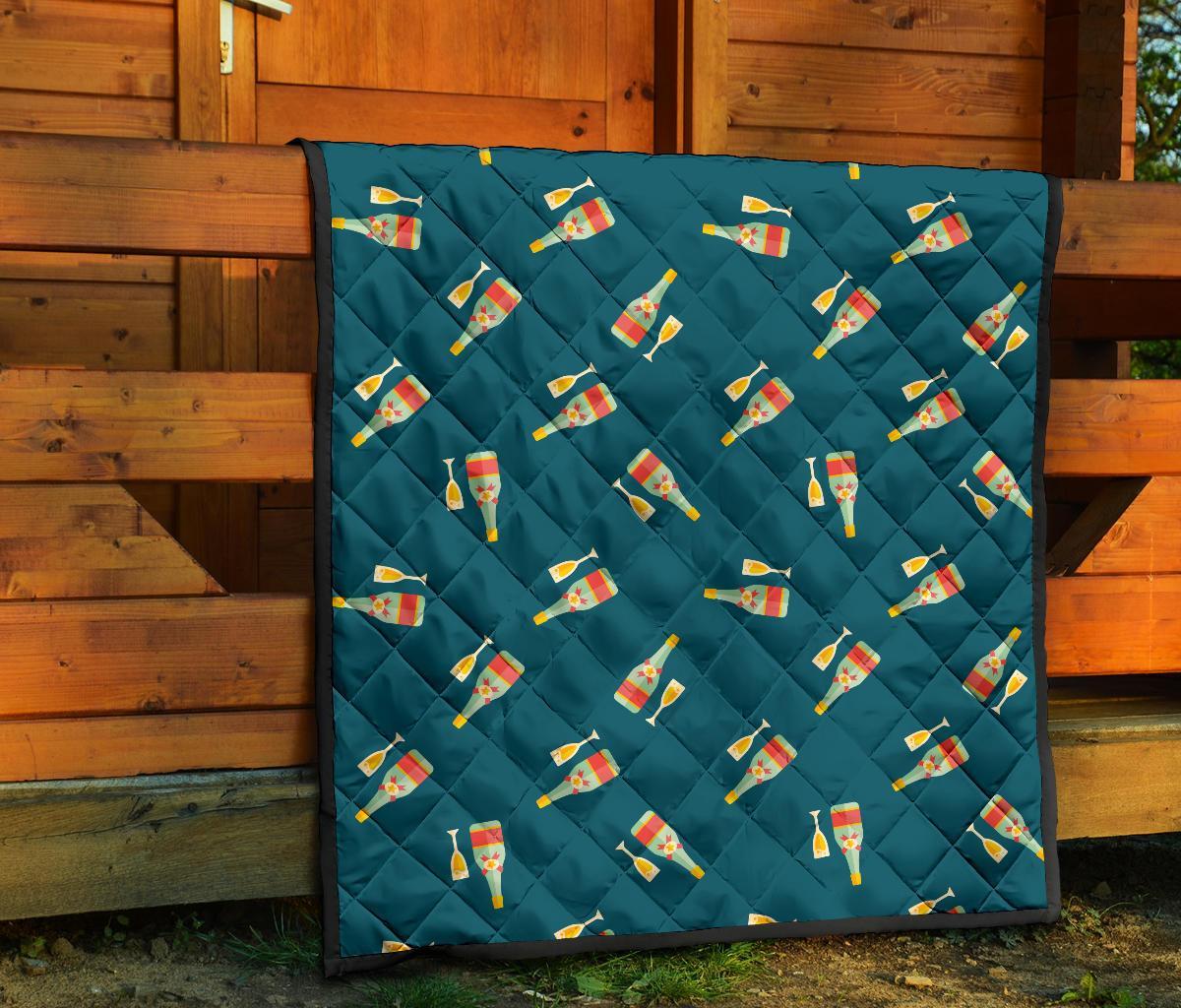 Champagne Print Pattern Quilt-grizzshop