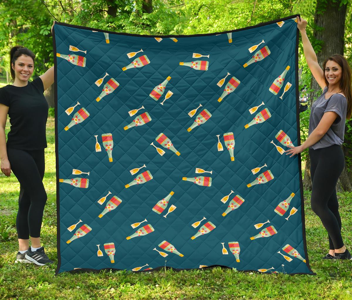 Champagne Print Pattern Quilt-grizzshop