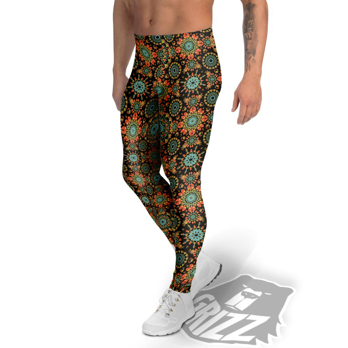 Chaotic Boho Print Pattern Men's Leggings-grizzshop