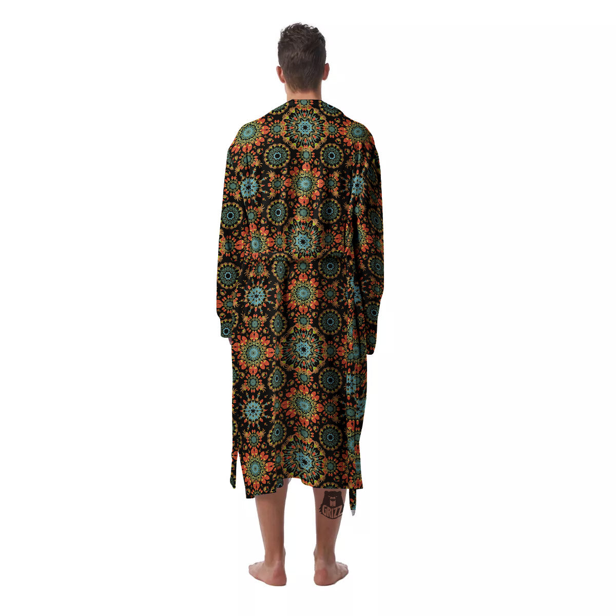 Chaotic Boho Print Pattern Men's Robe-grizzshop