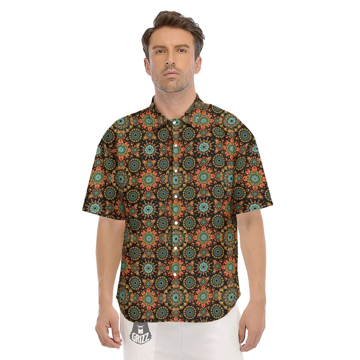 Chaotic Boho Print Pattern Men's Short Sleeve Shirts-grizzshop