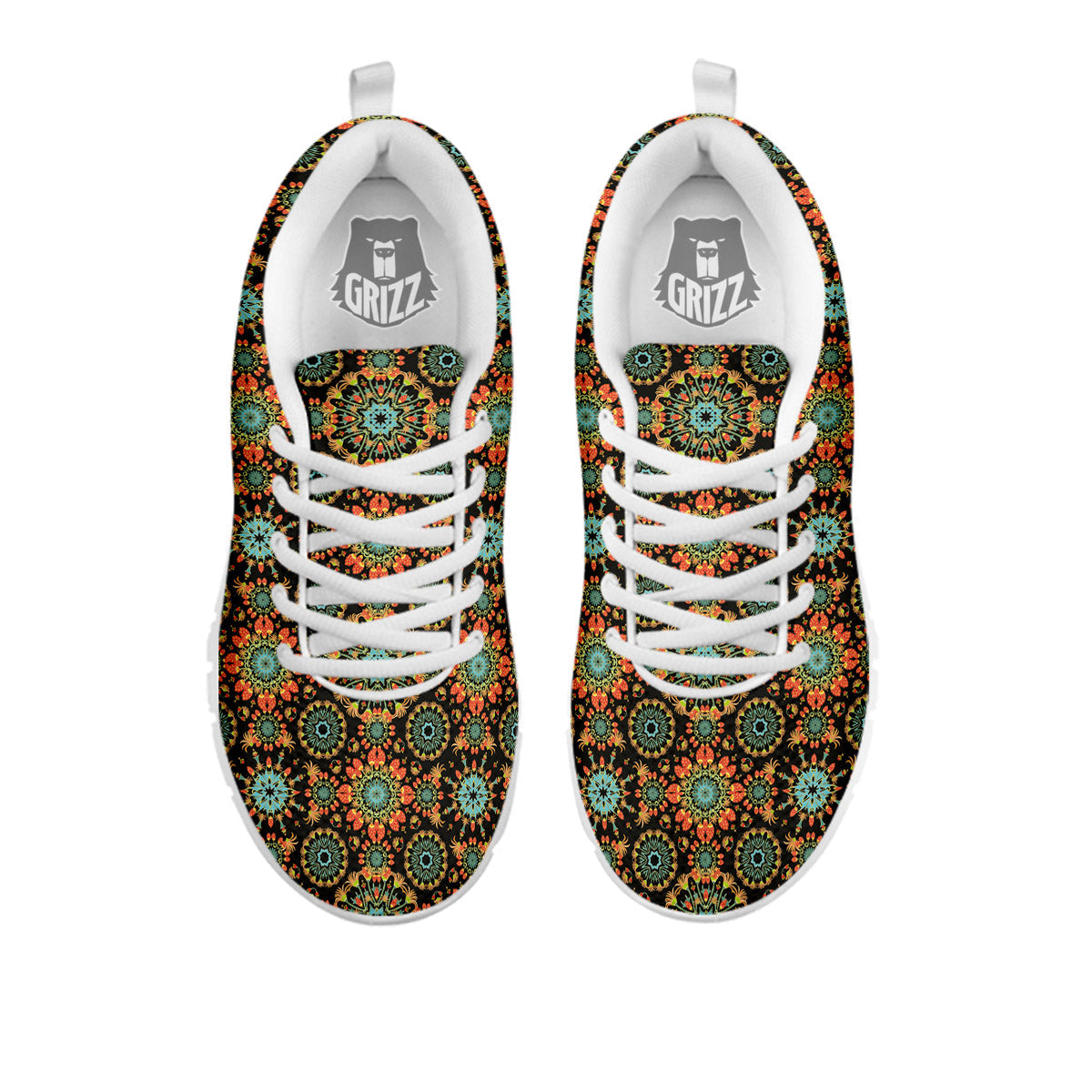 Chaotic Boho Print Pattern White Sneaker-grizzshop