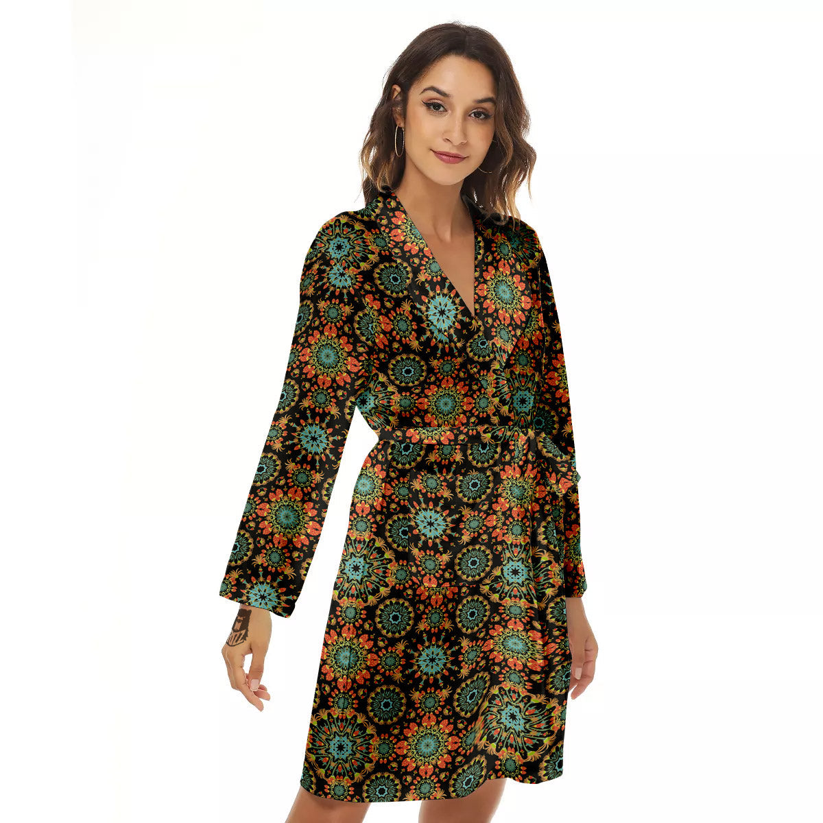 Chaotic Boho Print Pattern Women's Robe-grizzshop