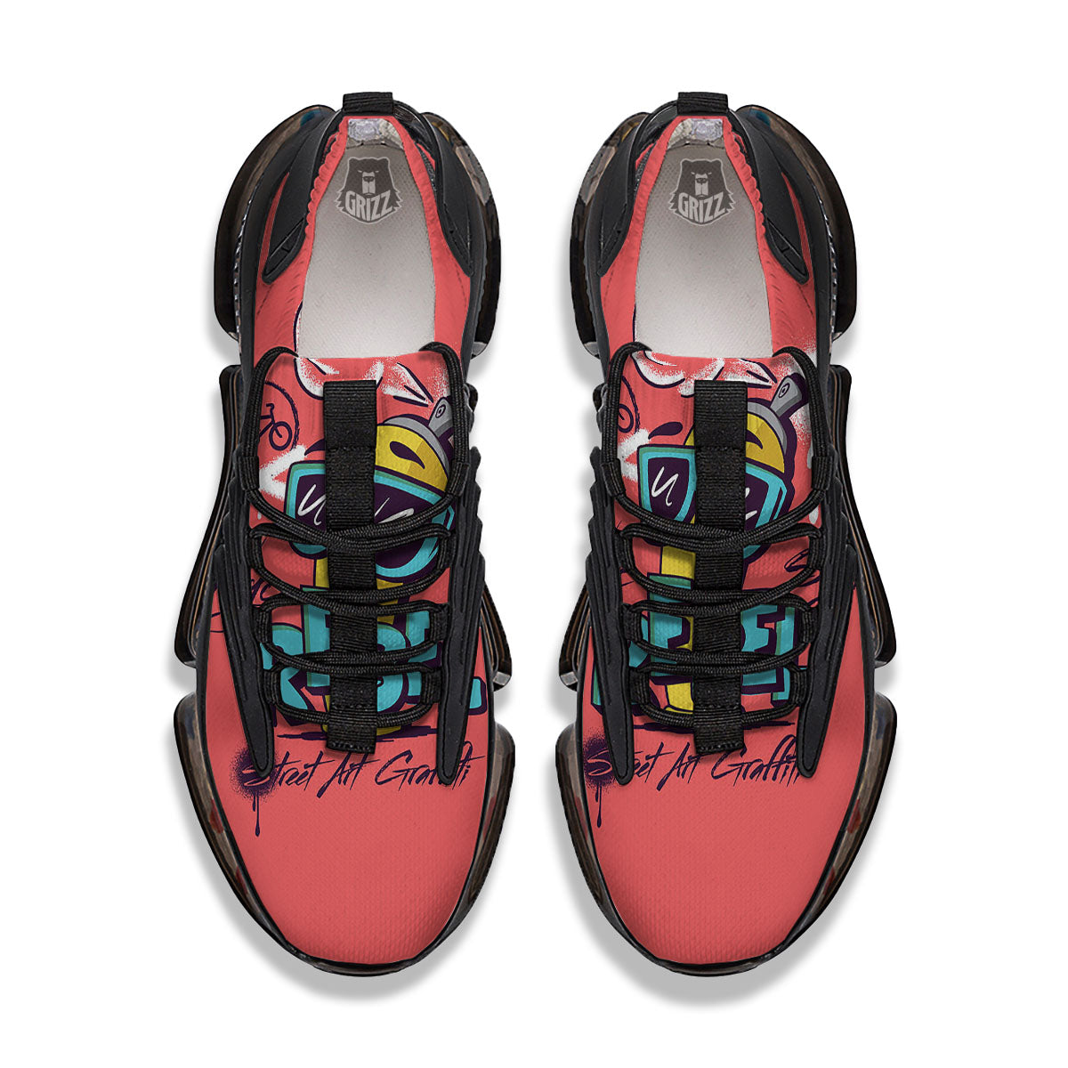 Characters Graffiti Cartoon Print Black Gym Shoes-grizzshop