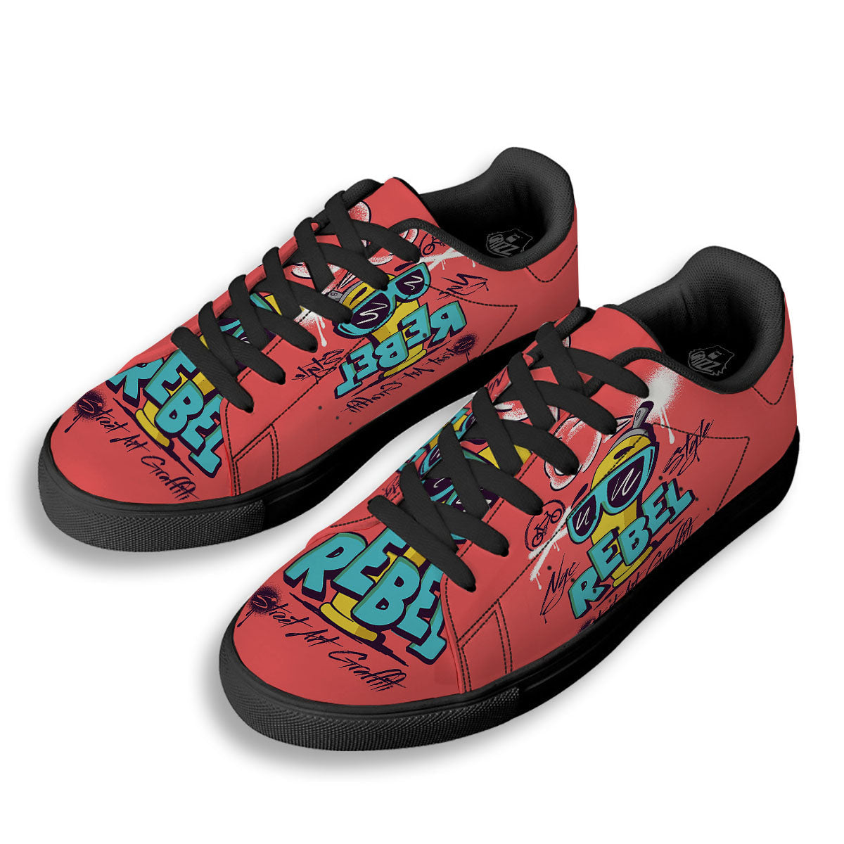Characters Graffiti Cartoon Print Black Low Top Sneakers-grizzshop