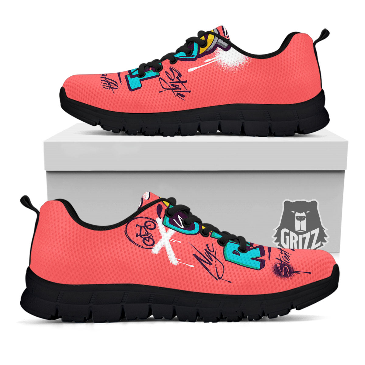 Characters Graffiti Cartoon Print Black Sneaker-grizzshop