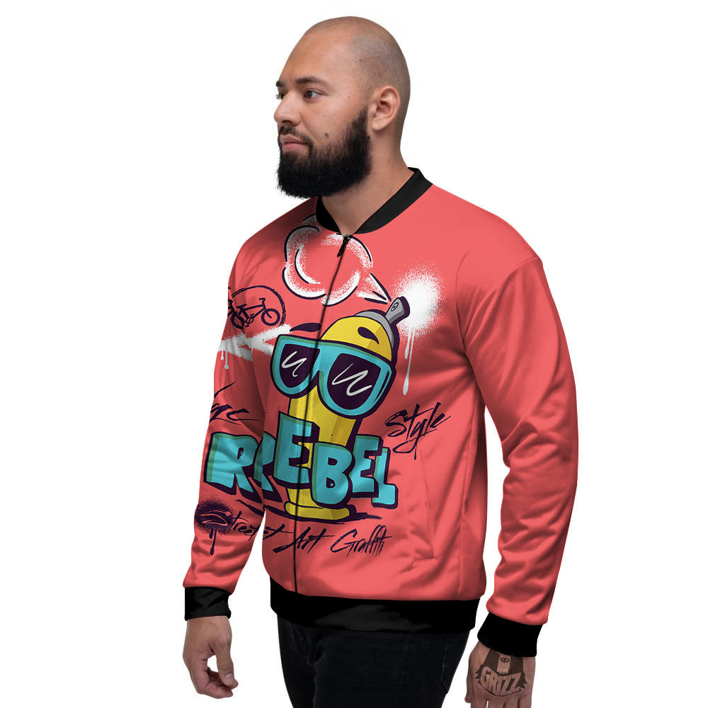 Characters Graffiti Cartoon Print Men's Bomber Jacket-grizzshop