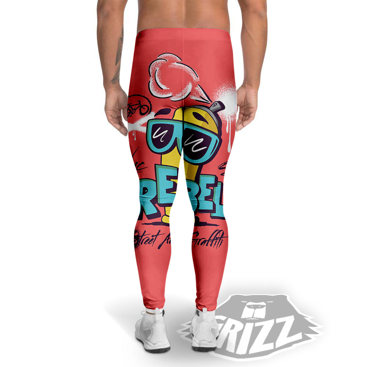 Characters Graffiti Cartoon Print Men's Leggings-grizzshop