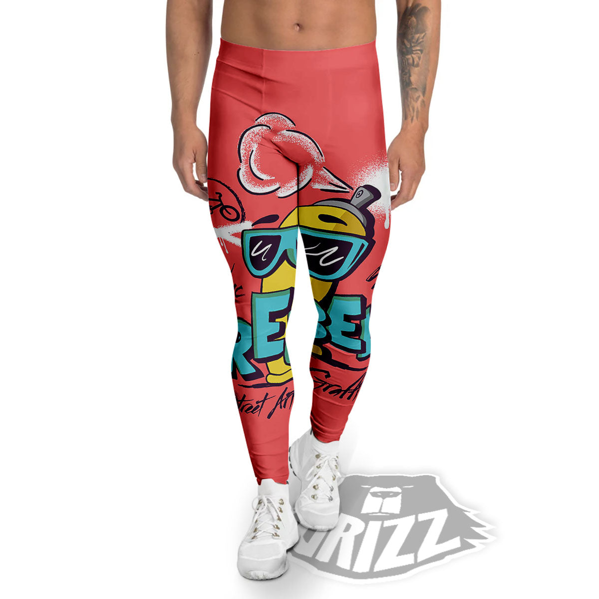 Characters Graffiti Cartoon Print Men's Leggings-grizzshop