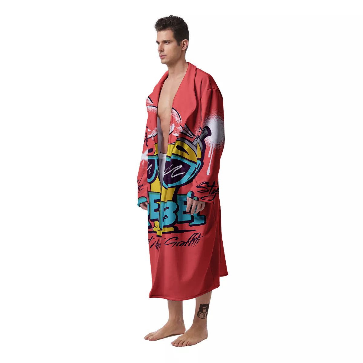 Characters Graffiti Cartoon Print Men's Robe-grizzshop