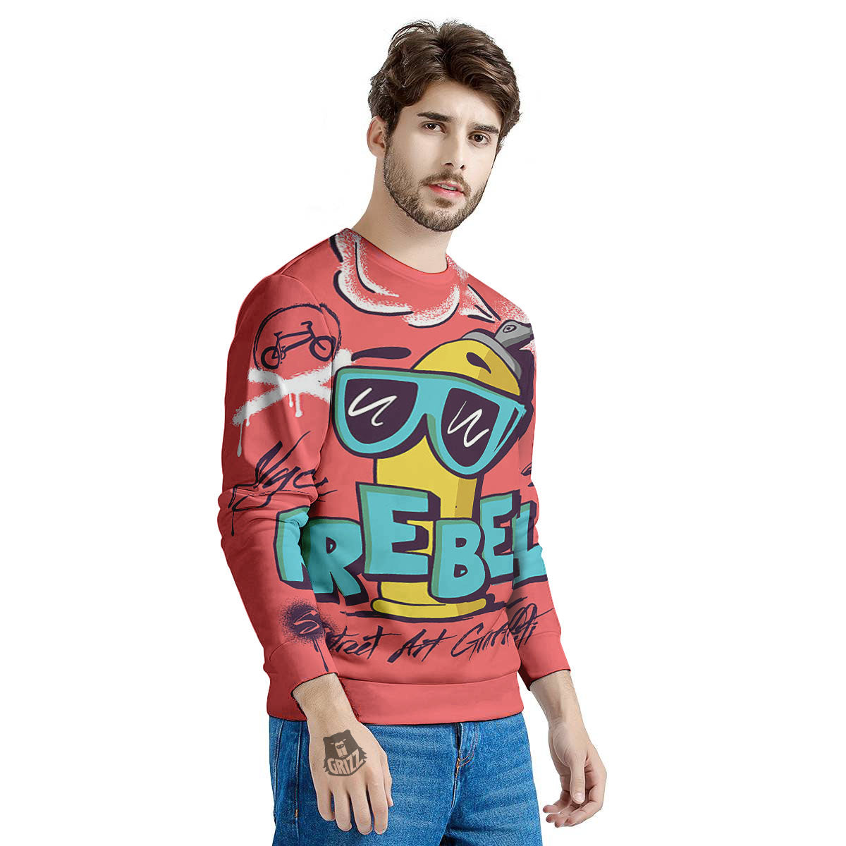 Characters Graffiti Cartoon Print Men's Sweatshirt-grizzshop