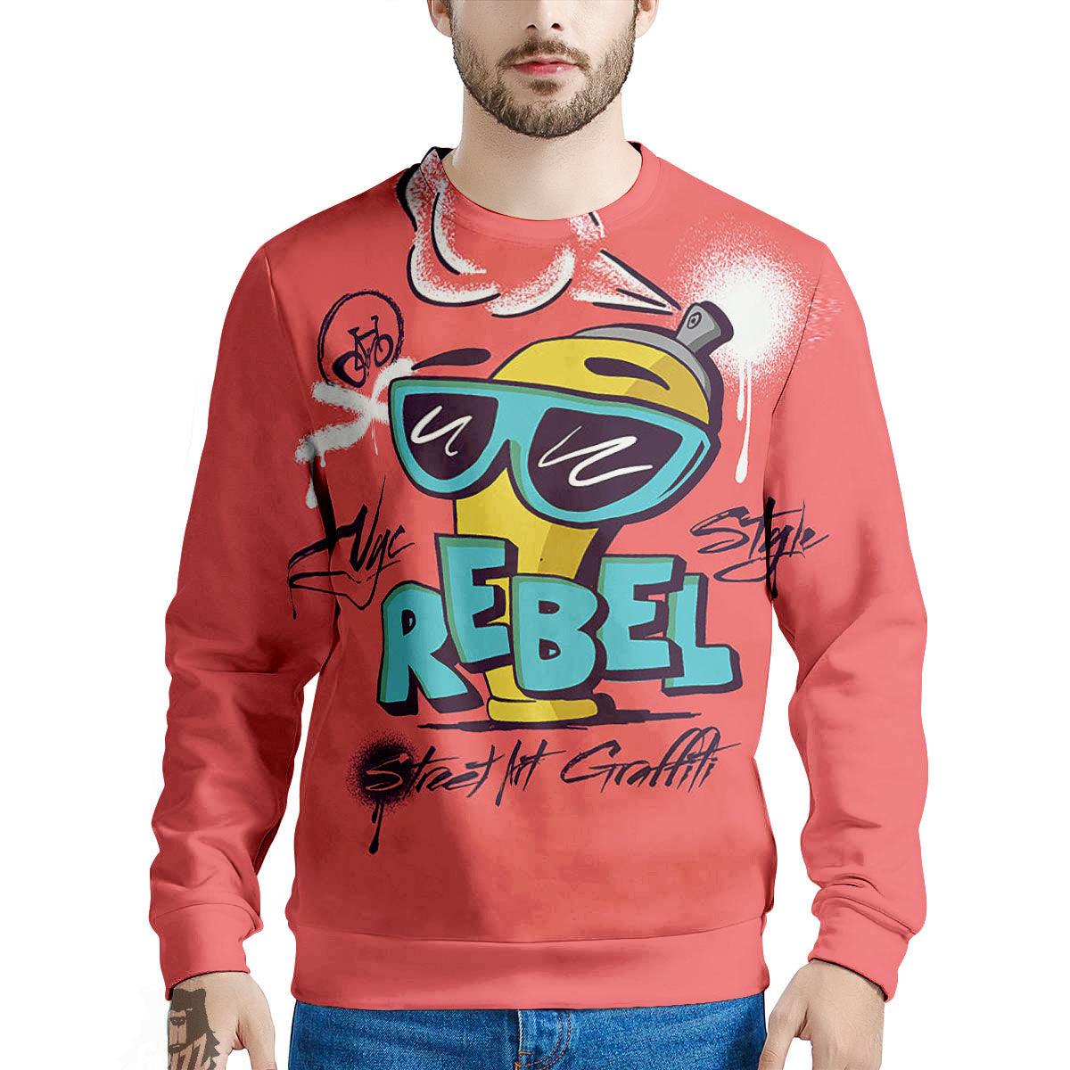 Characters Graffiti Cartoon Print Men's Sweatshirt-grizzshop