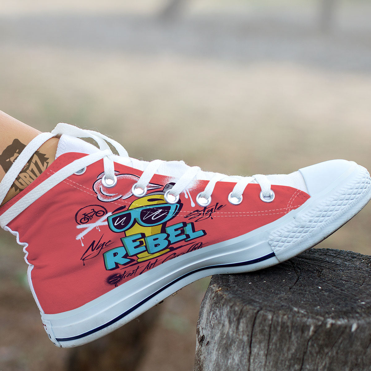 Characters Graffiti Cartoon Print White High Top Shoes-grizzshop