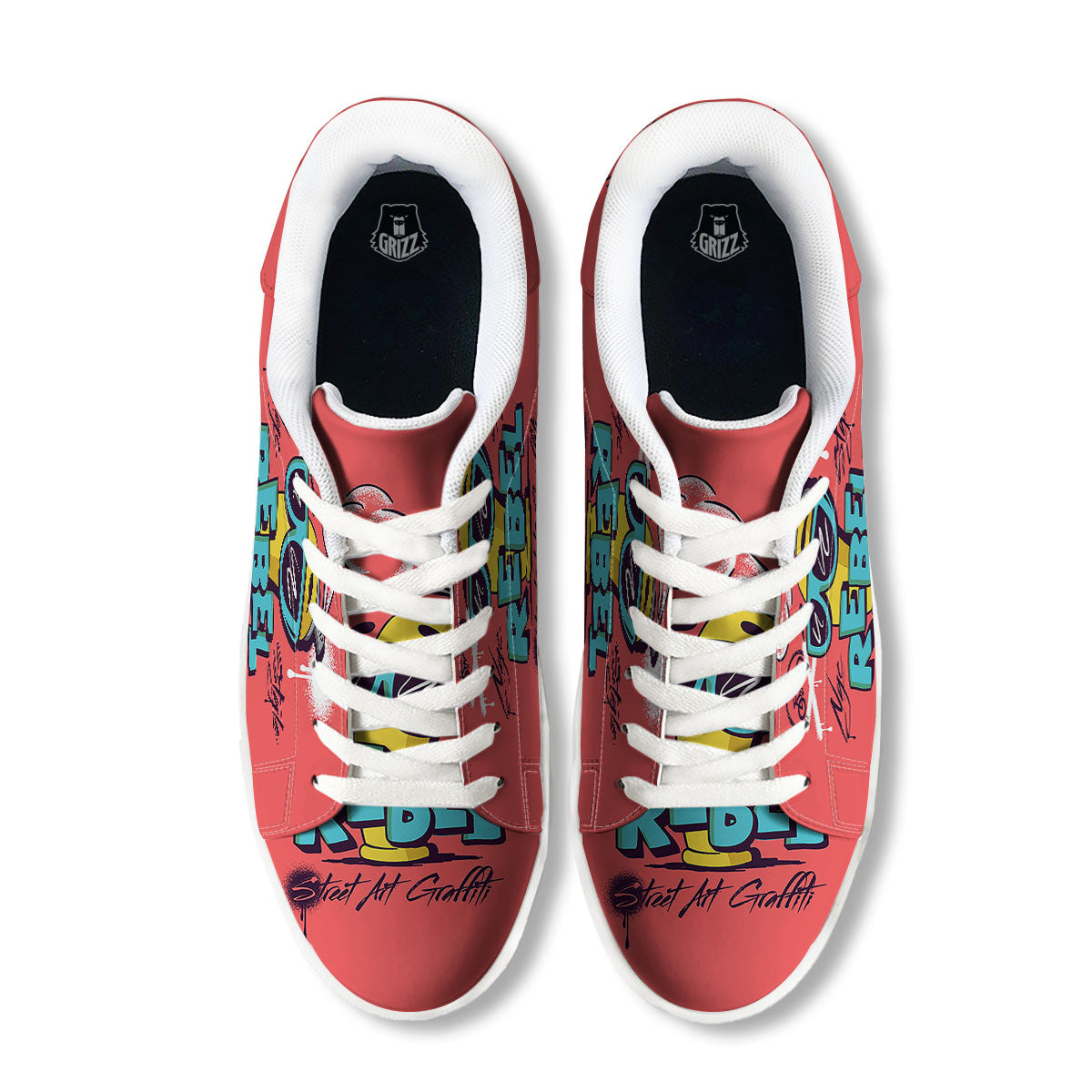 Characters Graffiti Cartoon Print White Low Top Sneakers-grizzshop
