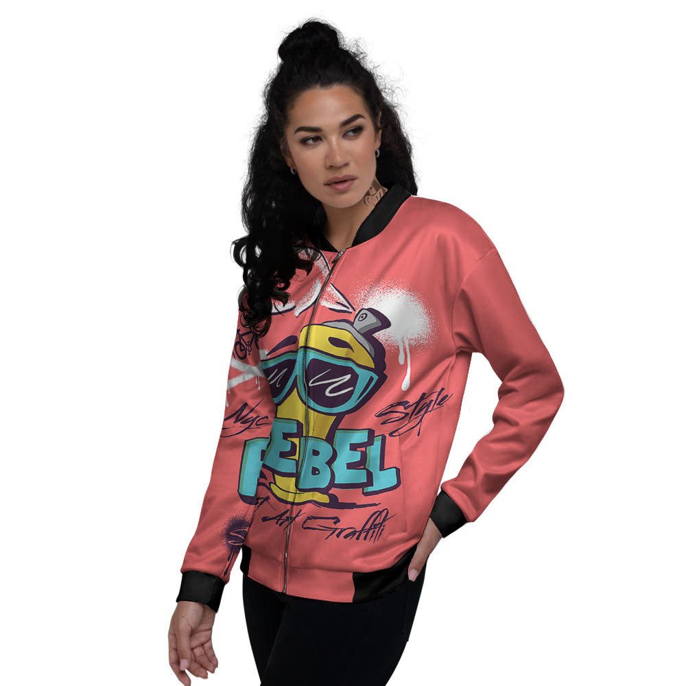 Characters Graffiti Cartoon Print Women's Bomber Jacket-grizzshop