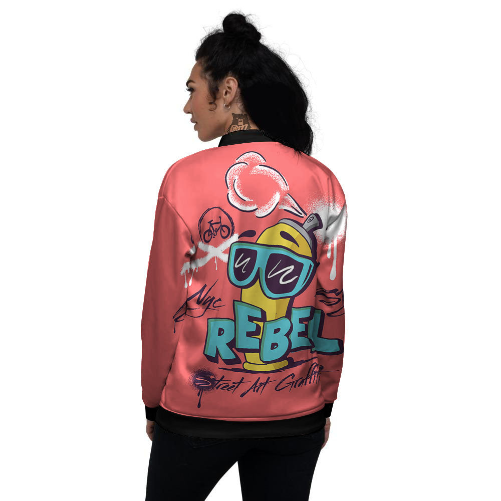 Characters Graffiti Cartoon Print Women's Bomber Jacket-grizzshop