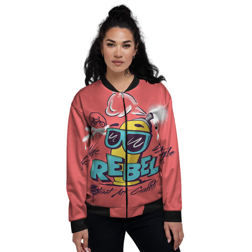 Characters Graffiti Cartoon Print Women's Bomber Jacket-grizzshop