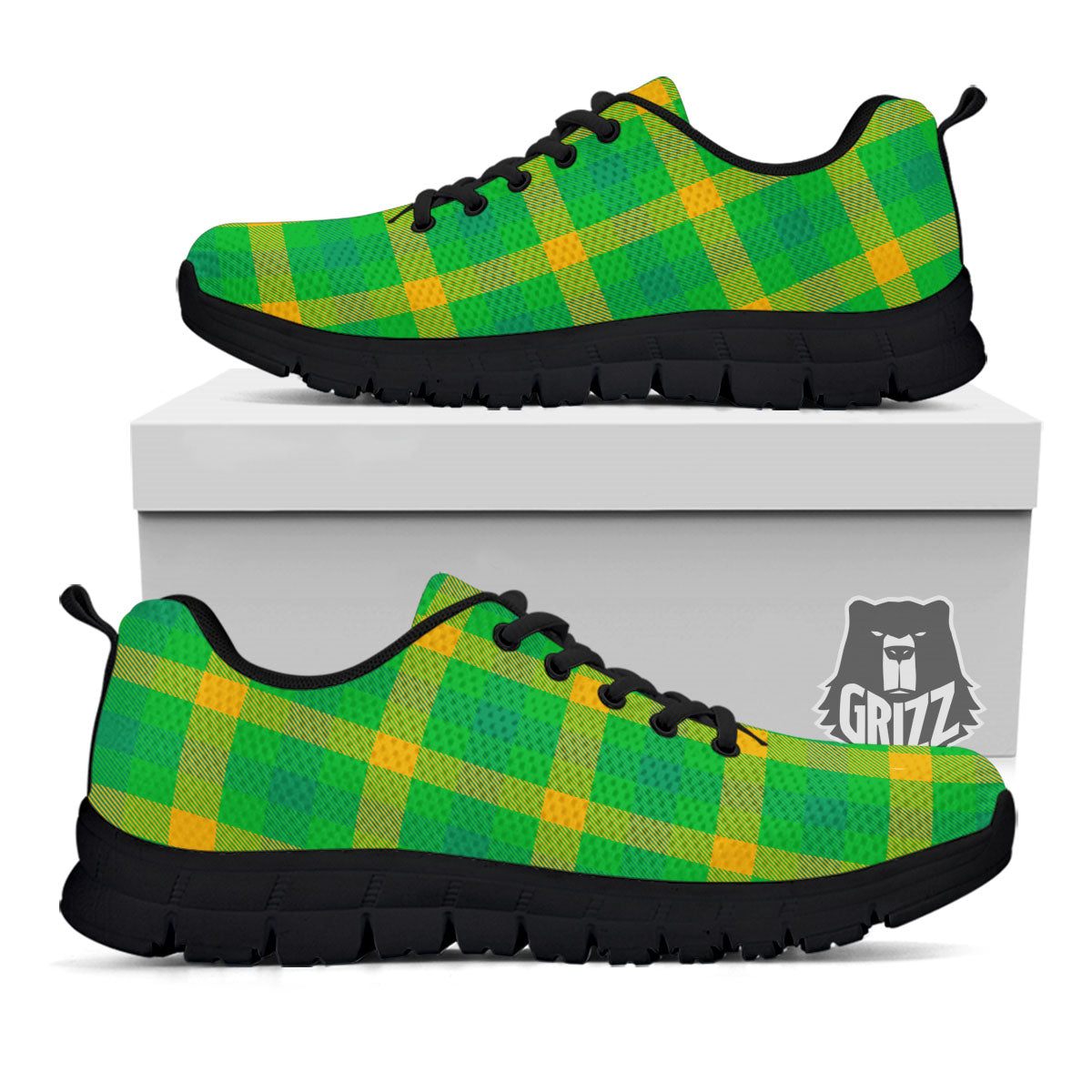 Check Irish Buffalo Print Pattern Black Sneaker-grizzshop