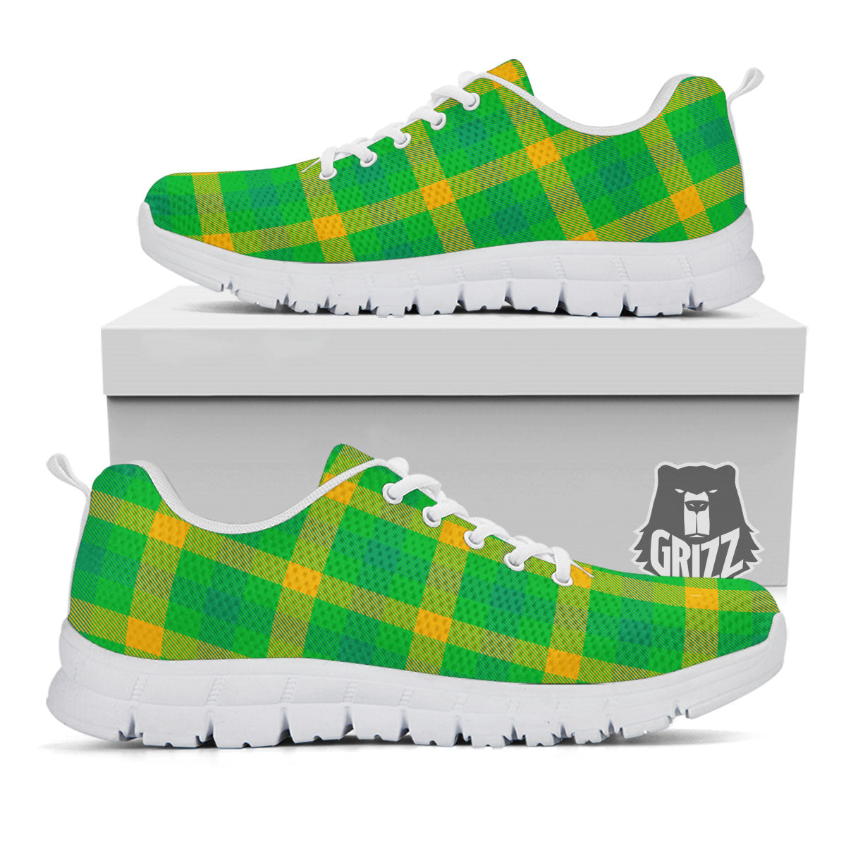 Check Irish Buffalo Print Pattern White Sneaker-grizzshop
