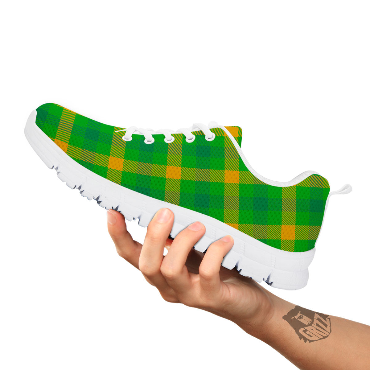 Check Irish Buffalo Print Pattern White Sneaker-grizzshop