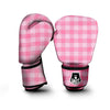 Check Pink Print Pattern Boxing Gloves-grizzshop