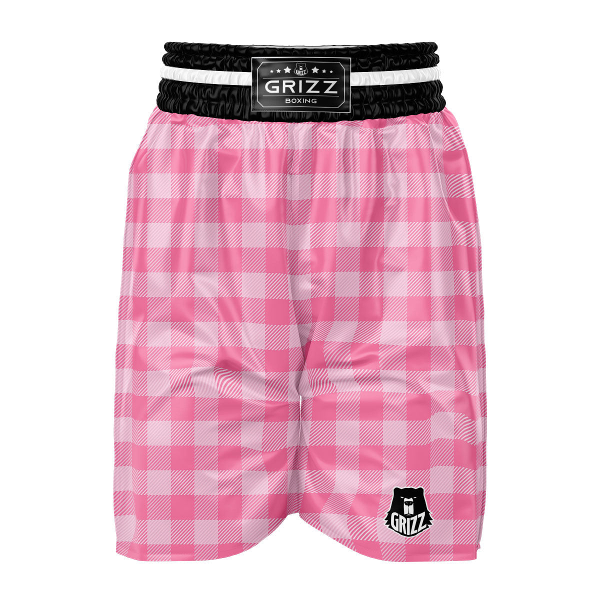 Check Pink Print Pattern Boxing Shorts-grizzshop
