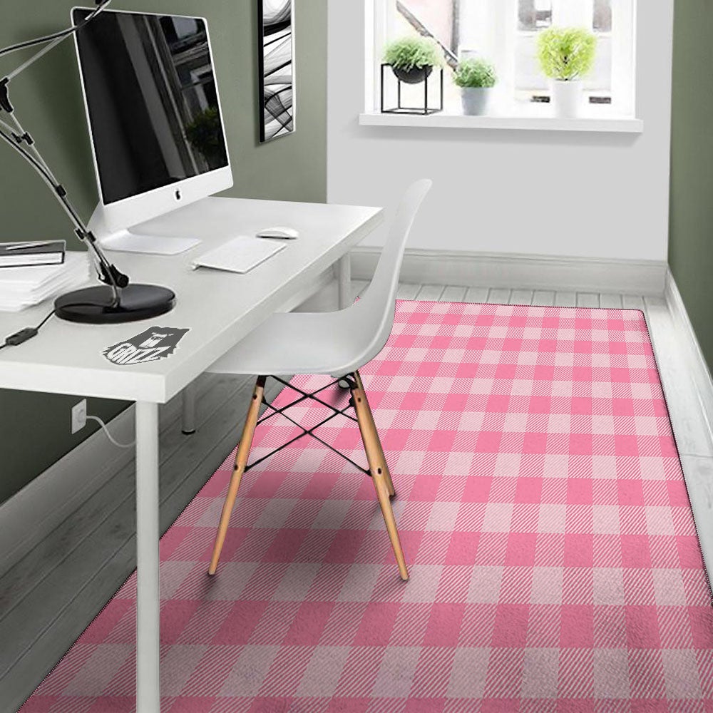 Check Pink Print Pattern Floor Mat-grizzshop