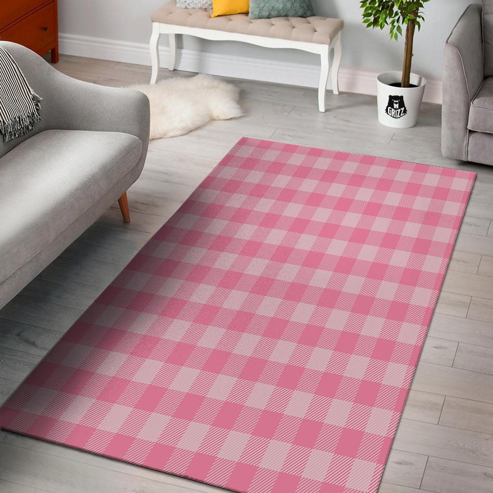 Check Pink Print Pattern Floor Mat-grizzshop
