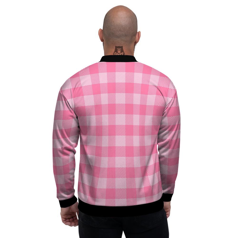 Check Pink Print Pattern Men's Bomber Jacket-grizzshop