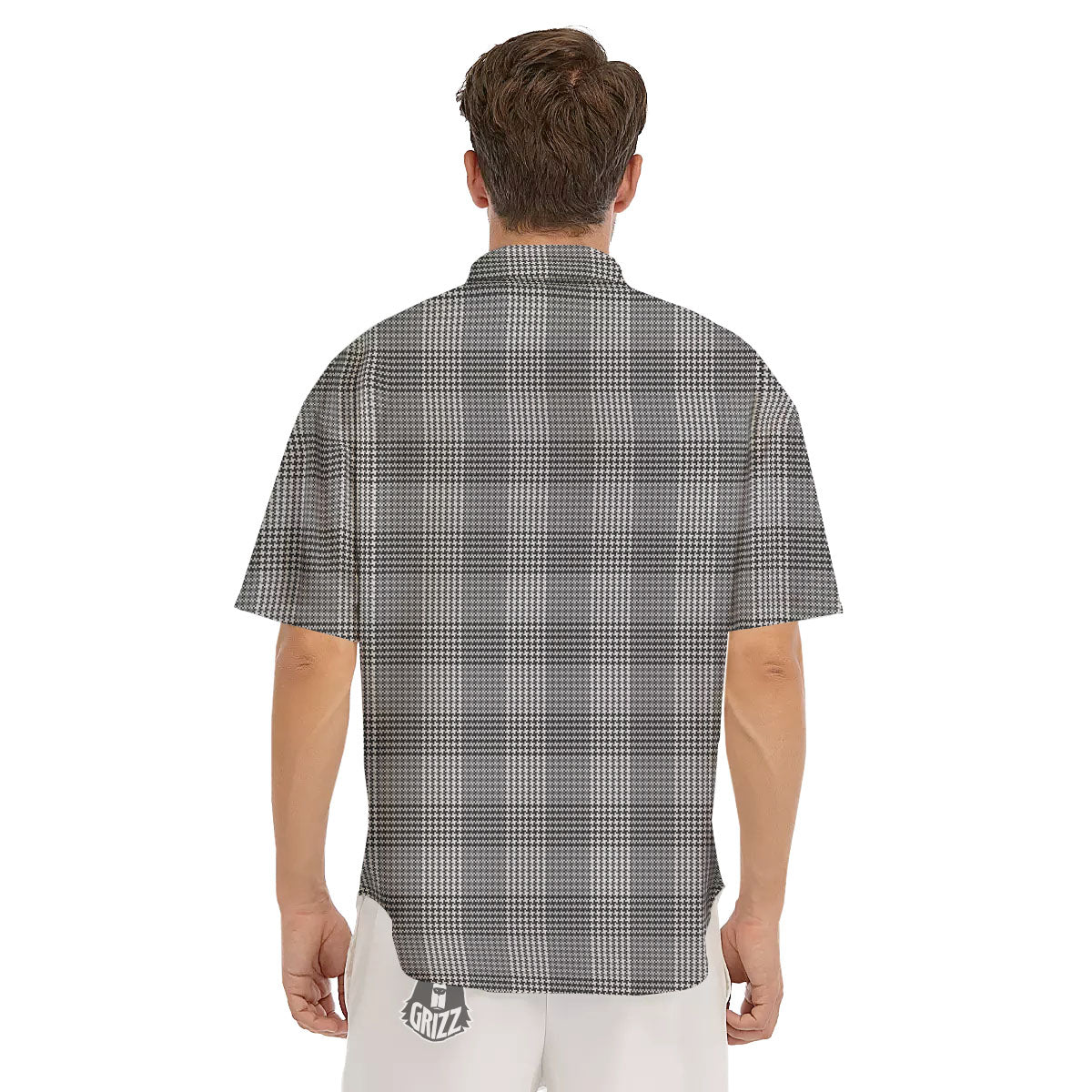 Check Prince Of Wales Print Pattern Men's Short Sleeve Shirts-grizzshop