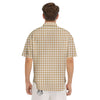 Check White And Beige Print Pattern Men's Short Sleeve Shirts-grizzshop