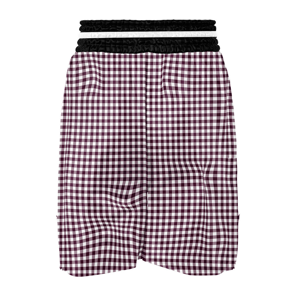 Check White And Burgundy Print Pattern Boxing Shorts-grizzshop