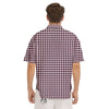 Check White And Burgundy Print Pattern Men's Short Sleeve Shirts-grizzshop