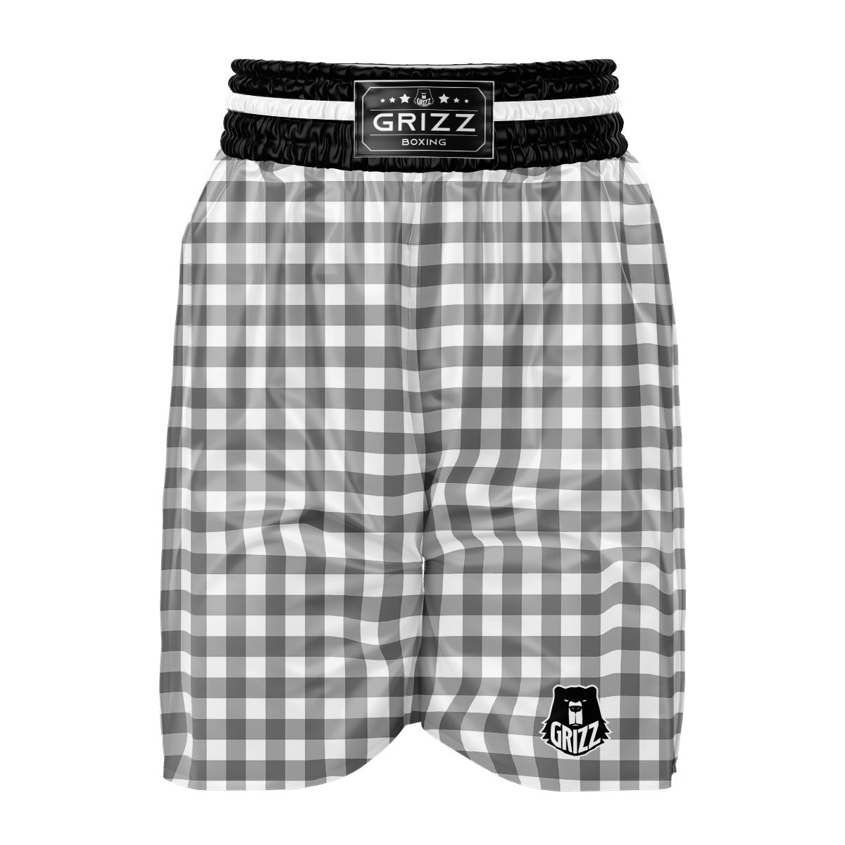 Check White And Grey Print Pattern Boxing Shorts