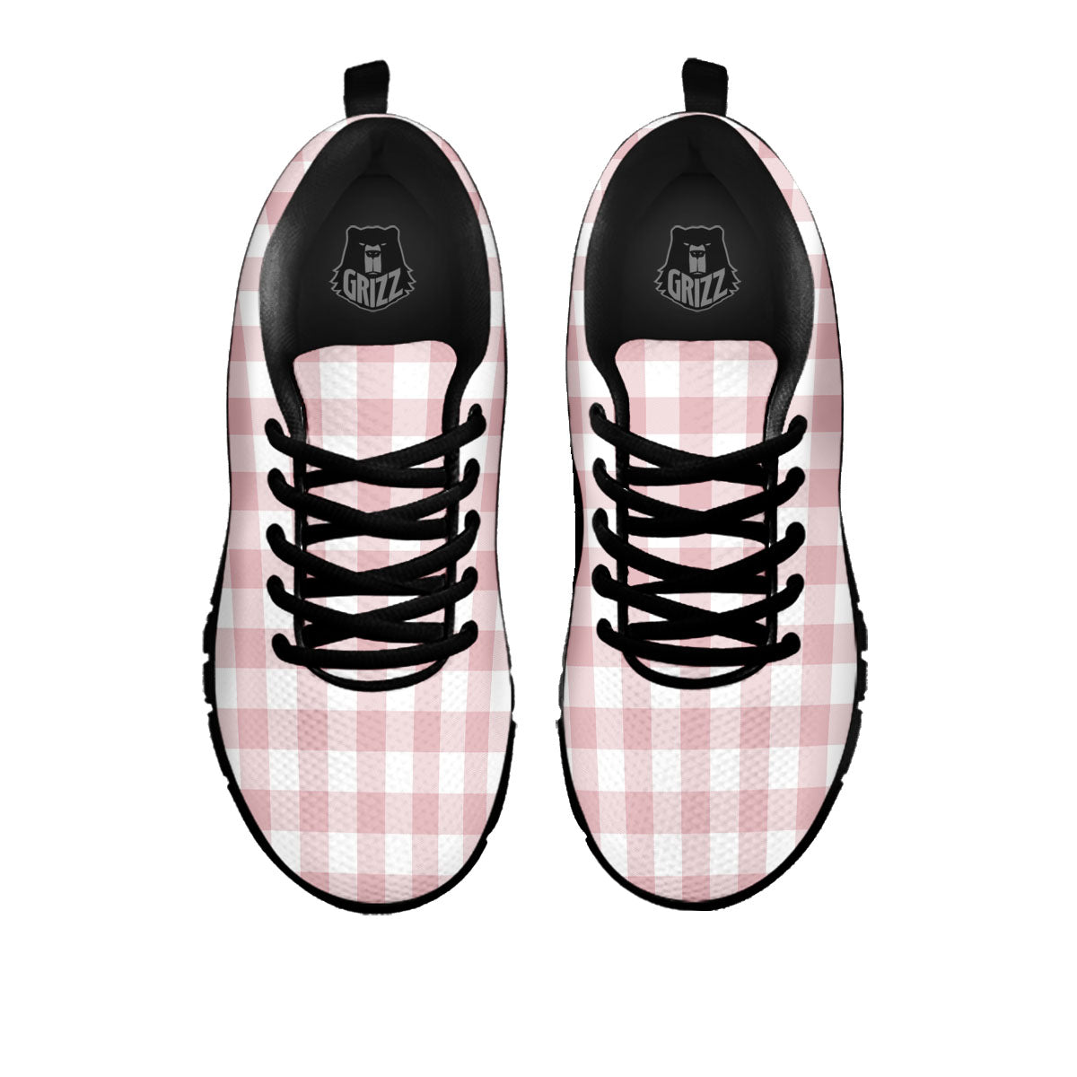 Check White And Pink Print Pattern Black Sneaker-grizzshop