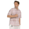 Check White And Pink Print Pattern Men's Short Sleeve Shirts-grizzshop