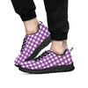 Check White And Purple Print Pattern Black Sneaker-grizzshop