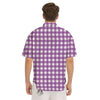 Check White And Purple Print Pattern Men's Short Sleeve Shirts-grizzshop