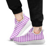 Check White And Purple Print Pattern White Athletic Shoes-grizzshop