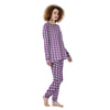 Check White And Purple Print Pattern Women's Pajamas-grizzshop