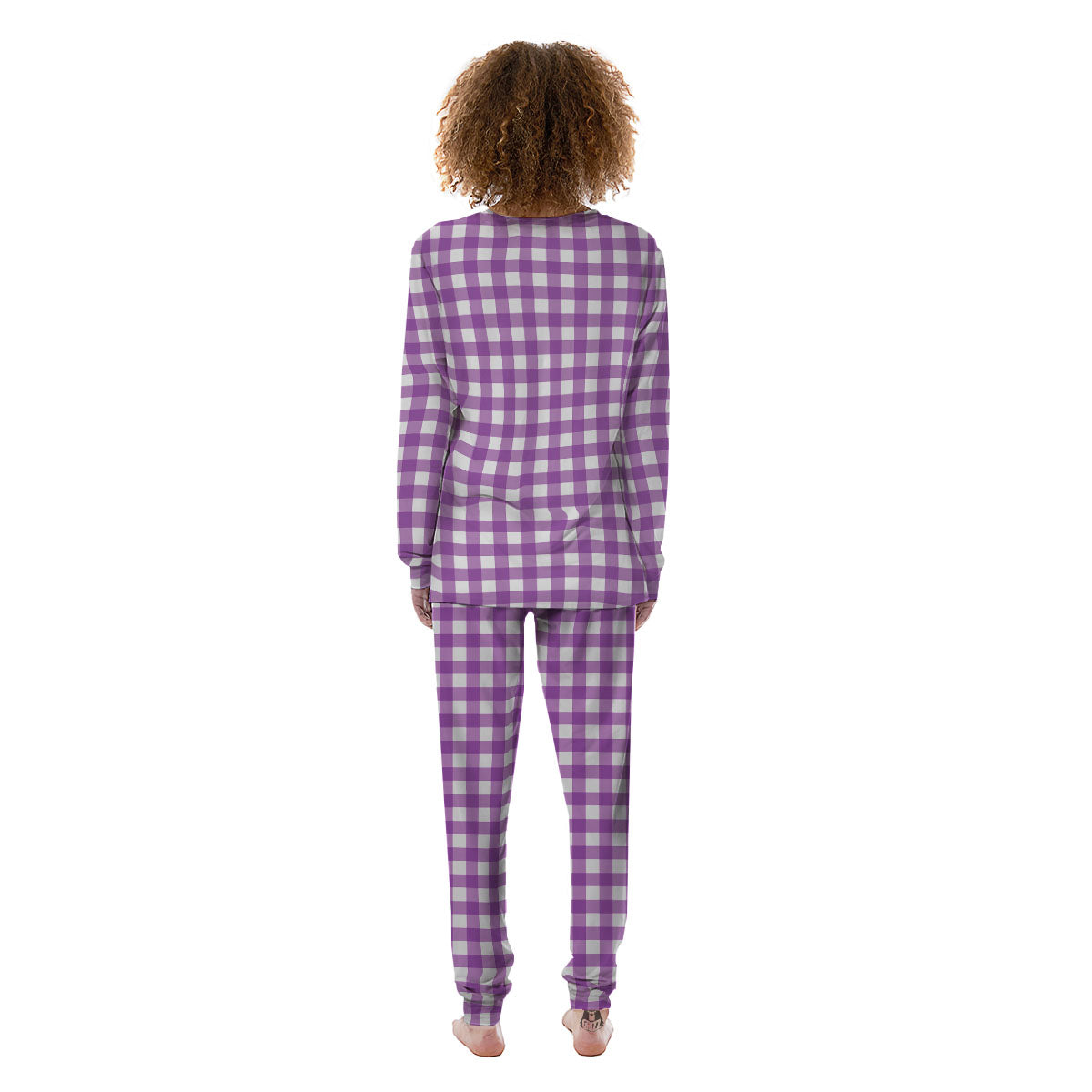 Check White And Purple Print Pattern Women's Pajamas-grizzshop