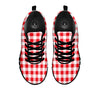 Check White And Red Print Pattern Black Sneaker-grizzshop