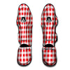 Check White And Red Print Pattern Muay Thai Shin Guards-grizzshop