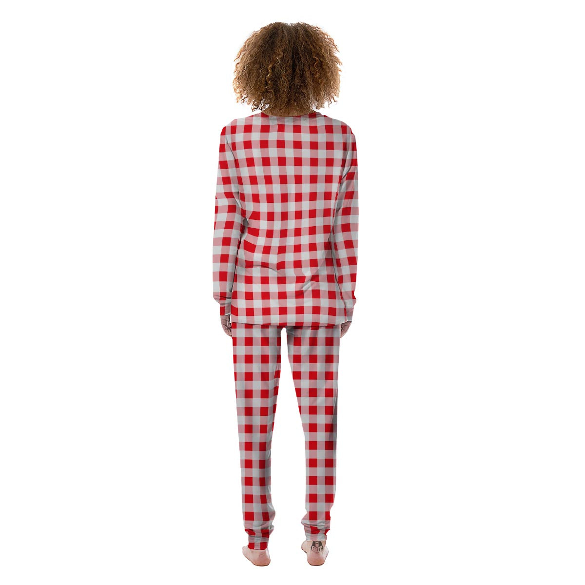 Check White And Red Print Pattern Women's Pajamas-grizzshop